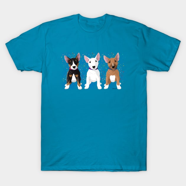 Bull Terrier Pup trio T-Shirt by FLCupcake